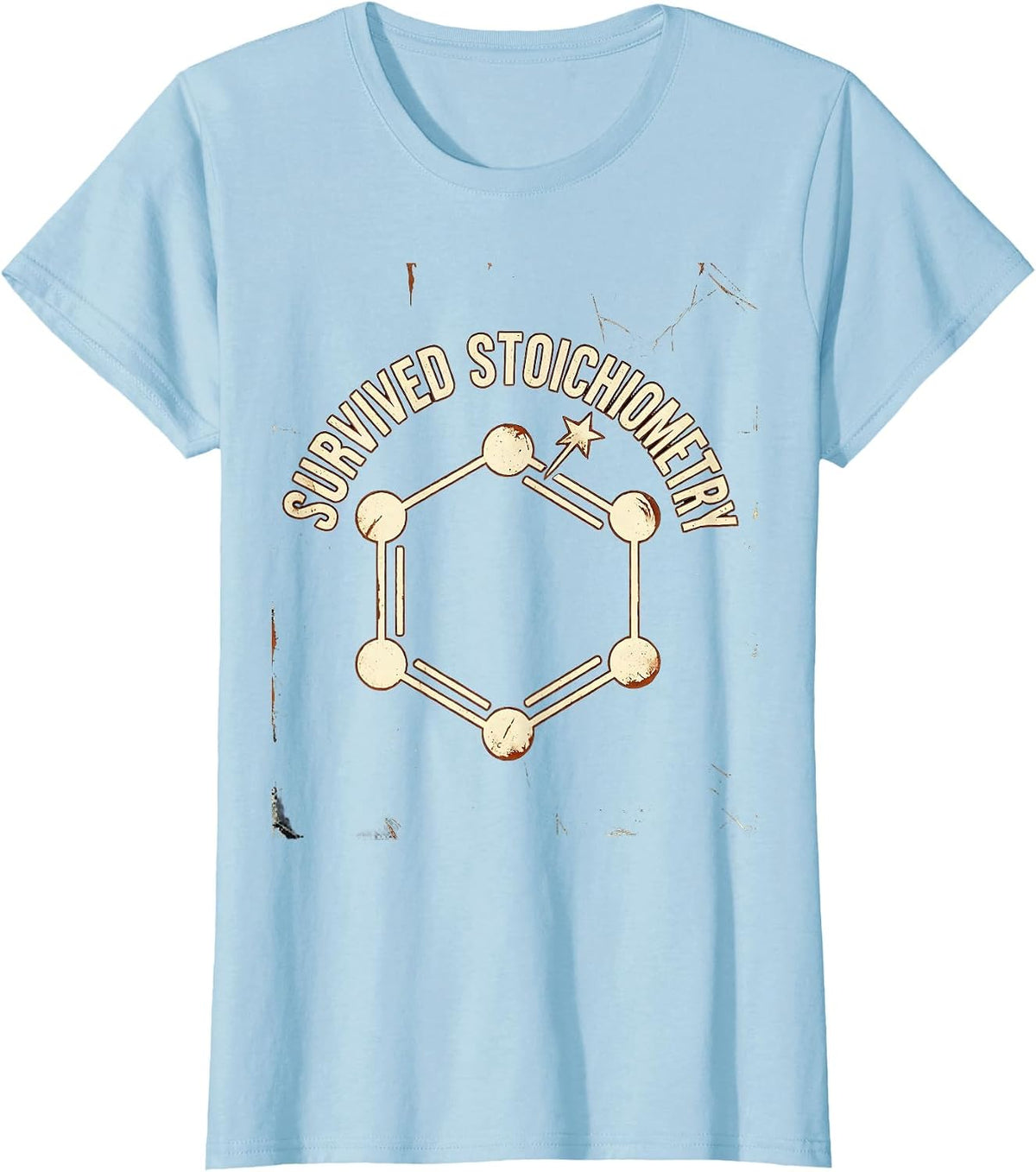 Survived Stoichiometry Distressed Science Humor Chemistry T-Shirt, Women, Baby Blue, Large - As Pictured