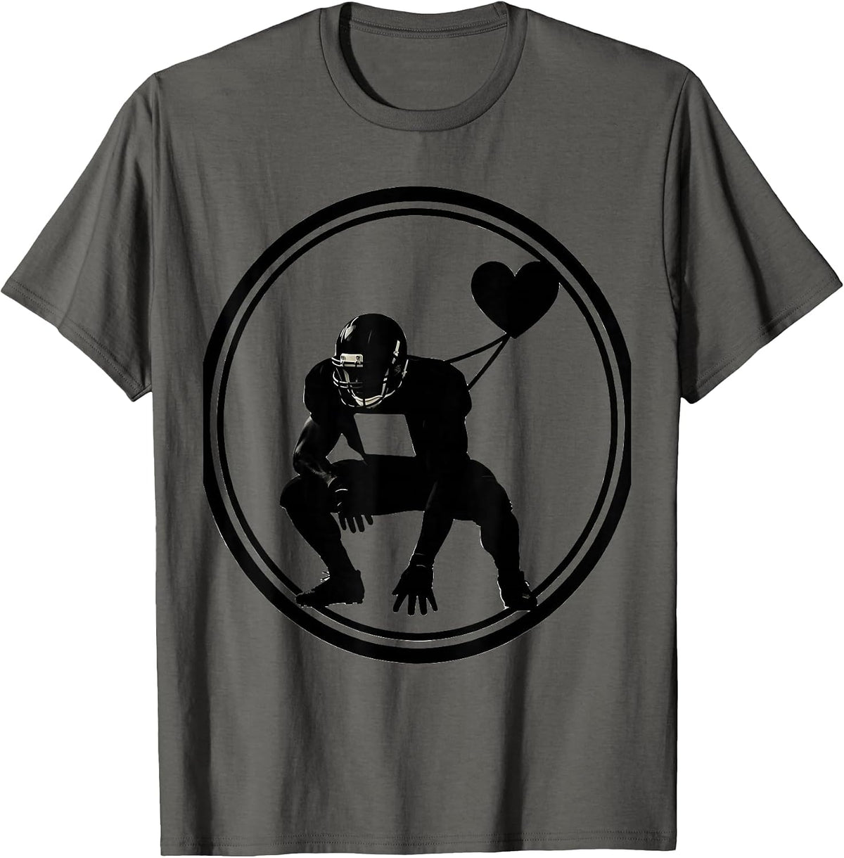 Men's Sealed Offensive Lineman Heart Line Football Mom T-Shirt - Asphalt Grey