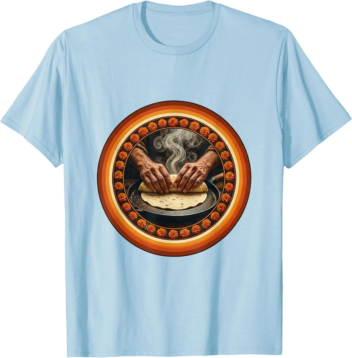Abuela Tortillas Comal Hispanic Heritage Graphic T-Shirt - Baby Blue