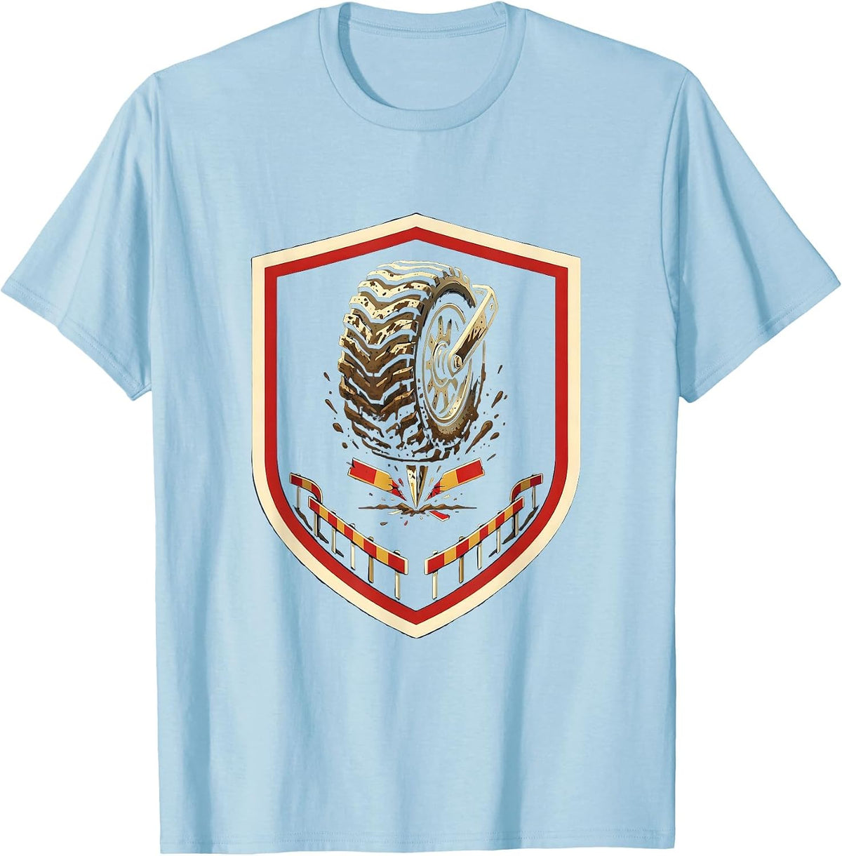 Men's Cross Country Spike Shield Track And Field Runner Gift T-Shirt - Baby Blue