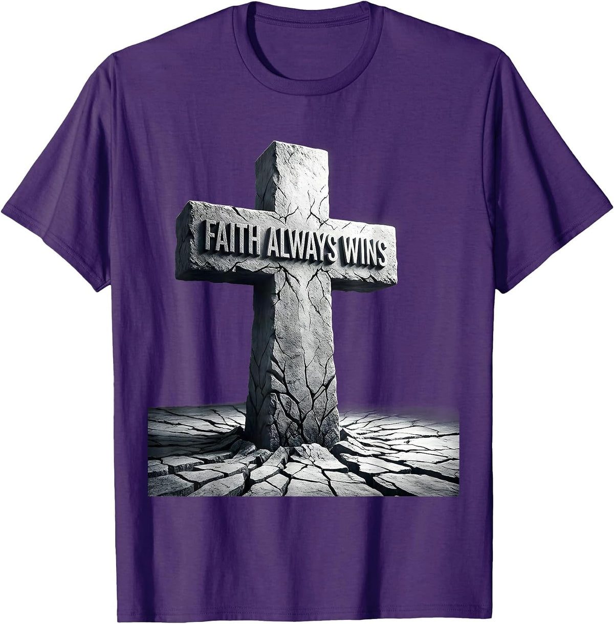 Faith Always Wins Faith Over Fear Graphic Design T-Shirt - Purple