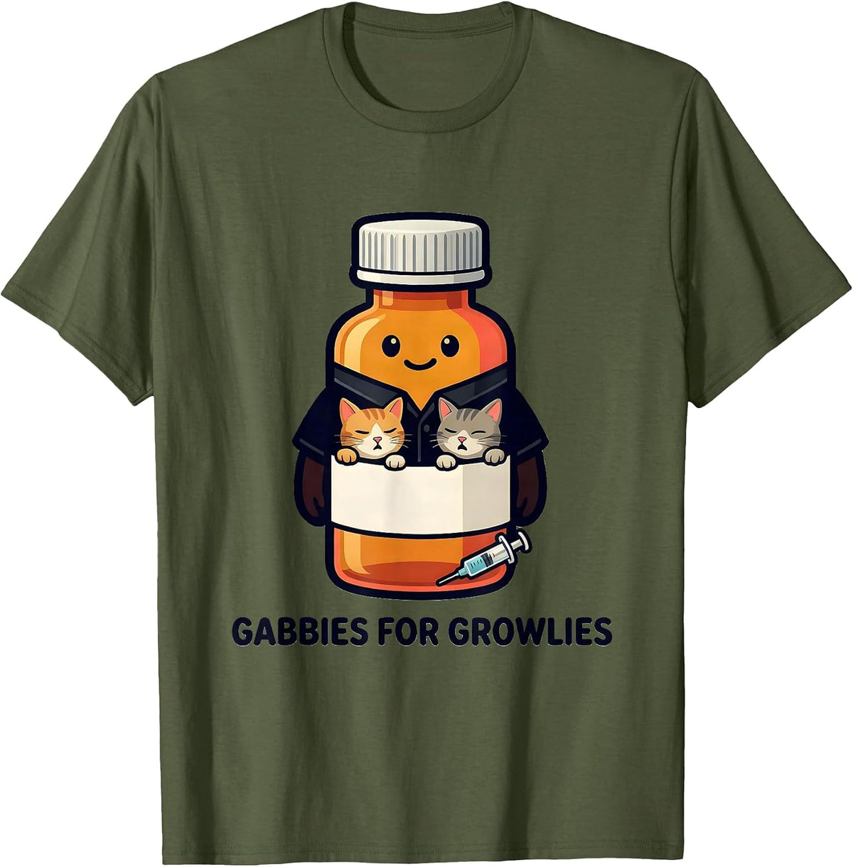 Men's Gabbies For Growlies Funny Vet Tech Veterinary Medicine T-Shirt - Olive Green