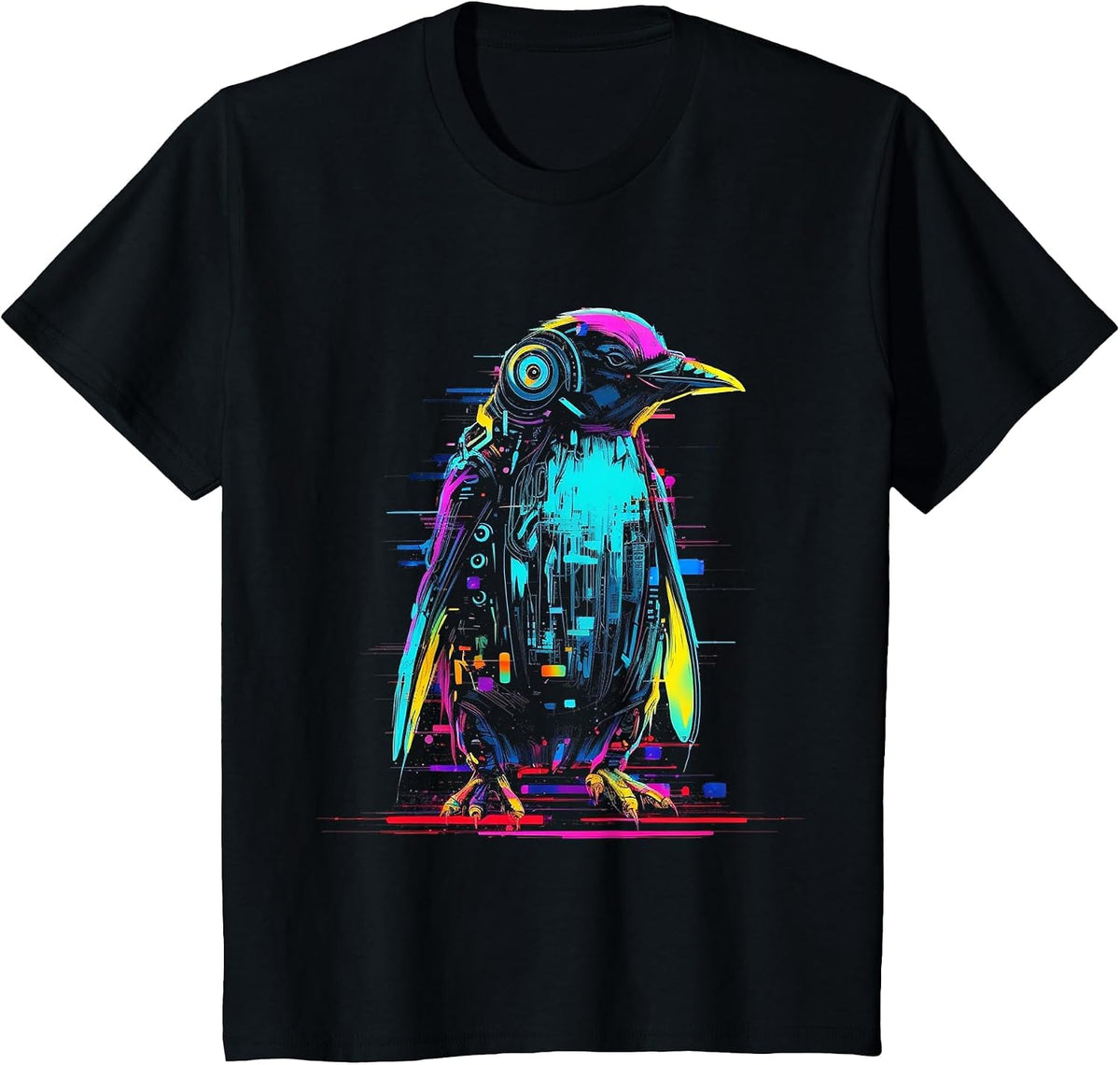 Penguin Fantasy Robot Art - Animal Penguin T-Shirt - Black