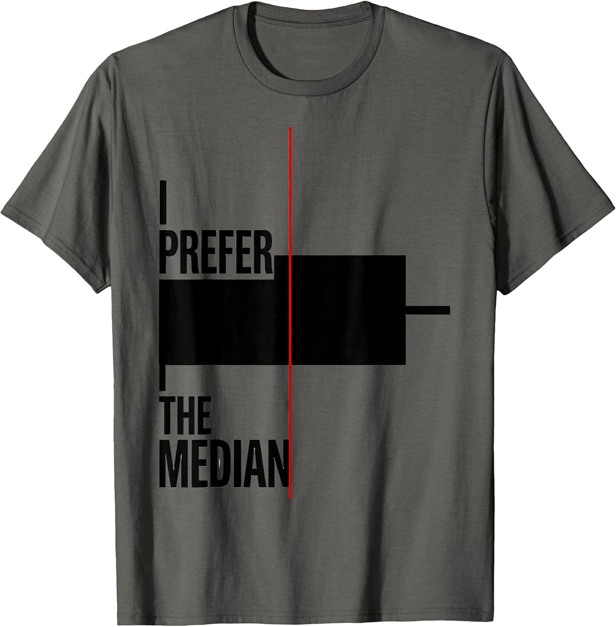 I Prefer The Median Funny Math Teacher Gift Math Nerd Humor T-Shirt - Asphalt Grey