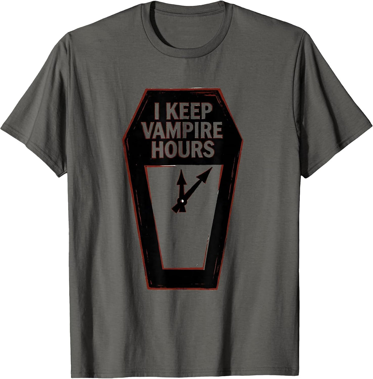 I Keep Vampire Hours Gothic Alt Aesthetic Halloween Humor T-Shirt - Asphalt Grey