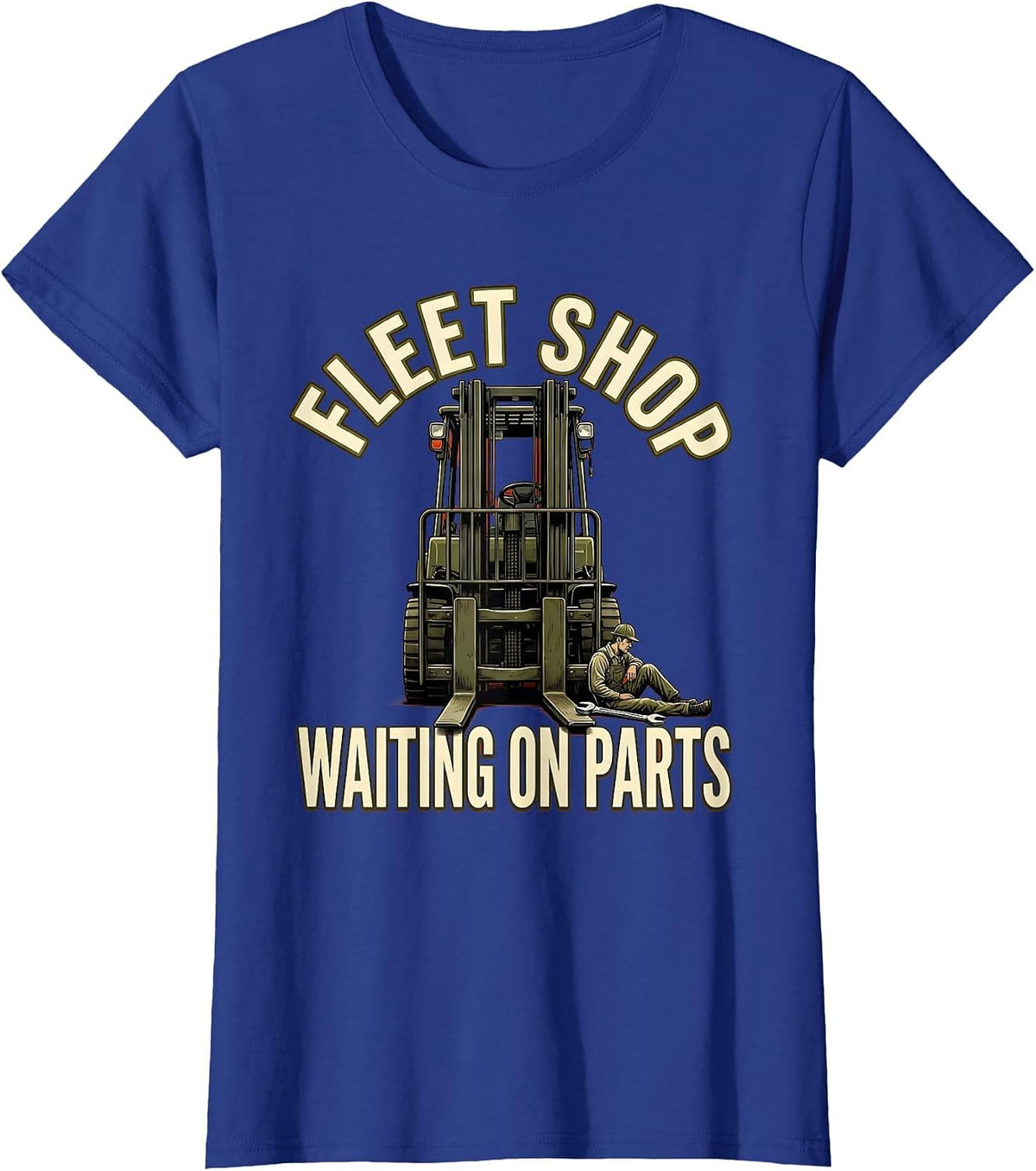Women's Fleet Shop Waiting On Parts Funny Auto Mechanic Dad T-Shirt - Royal Blue