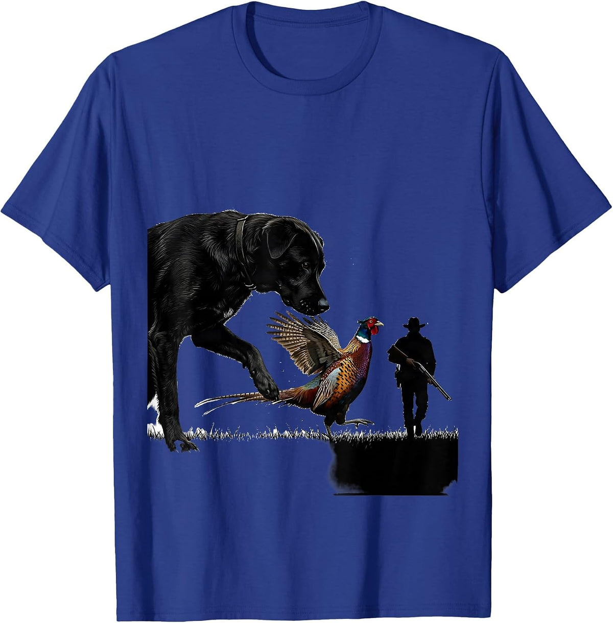 Men's Ringneck Pheasant Hunter Dog Vintage Upland Bird Hunting T-Shirt - Royal Blue
