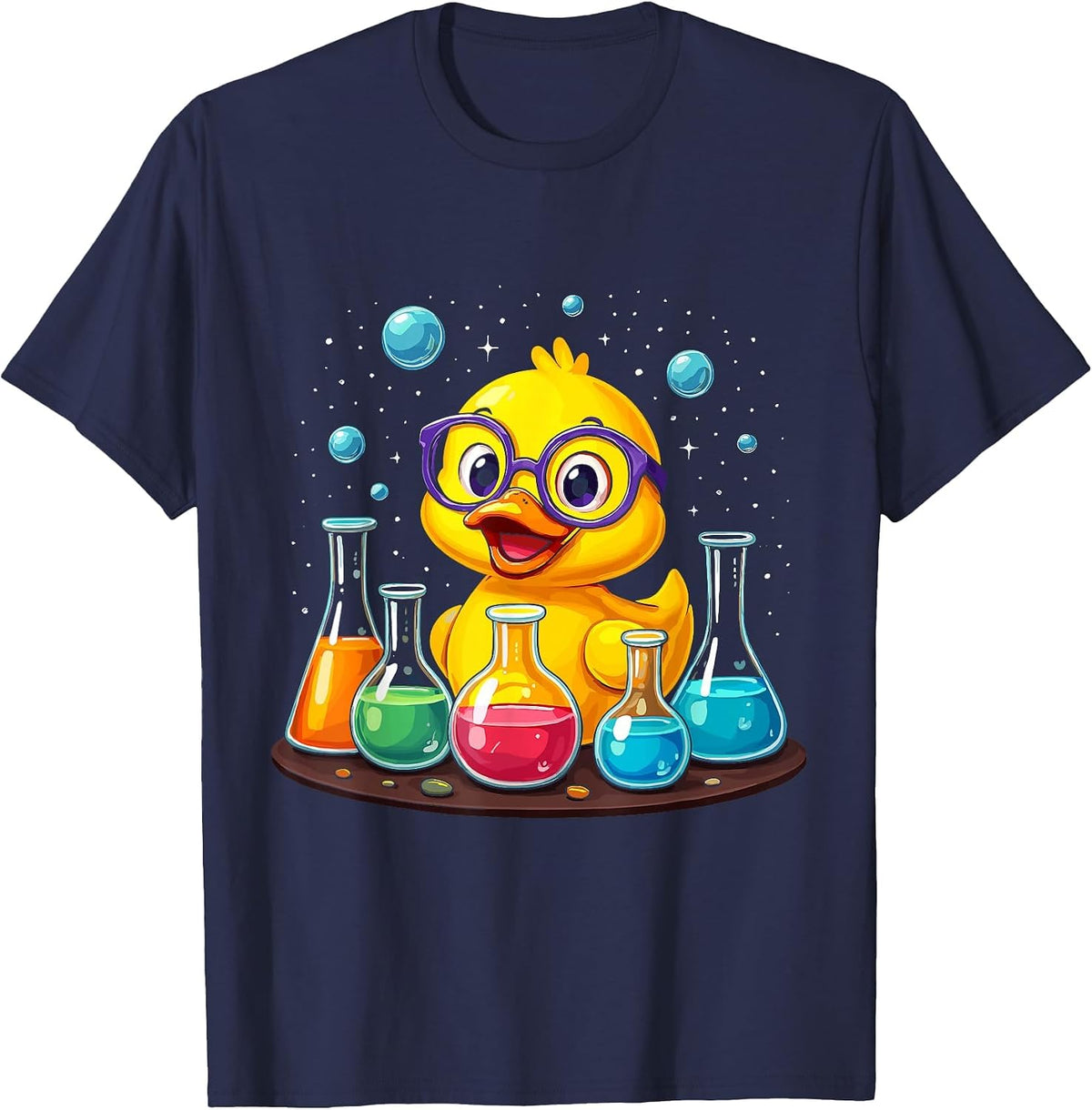 Rubber Duck Science Rubber Duckie Scientist School Chemistry T-Shirt - Navy Blue