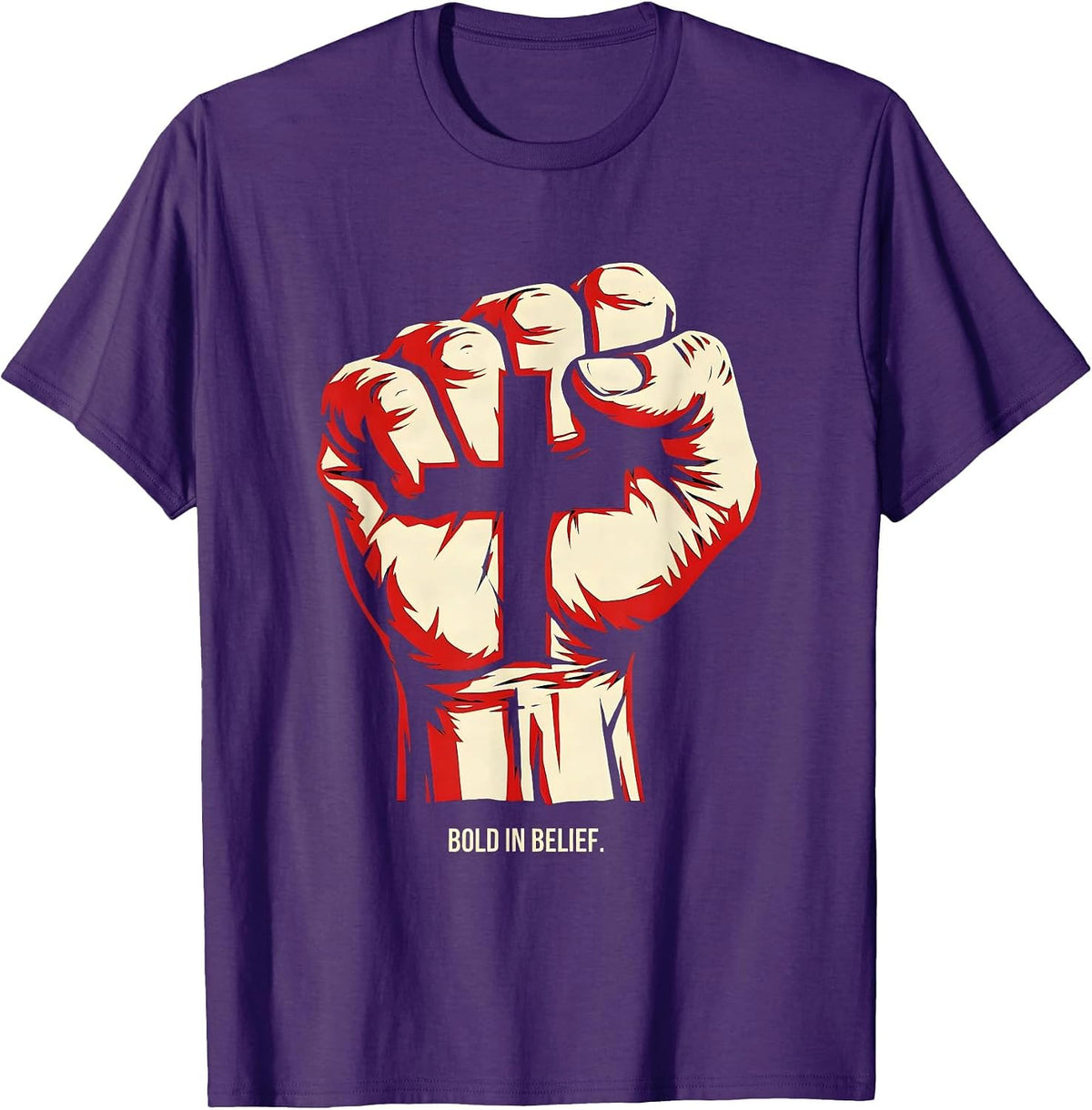Bold in Belief Faith Over Fear Graphic Design T-Shirt - Purple