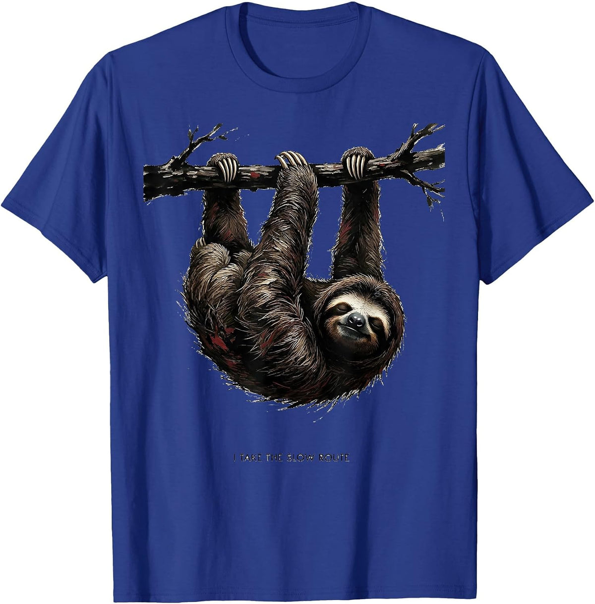 Men's I Take The Slow Route Funny Sloth Lazy Humor Gift T-Shirt - Royal Blue