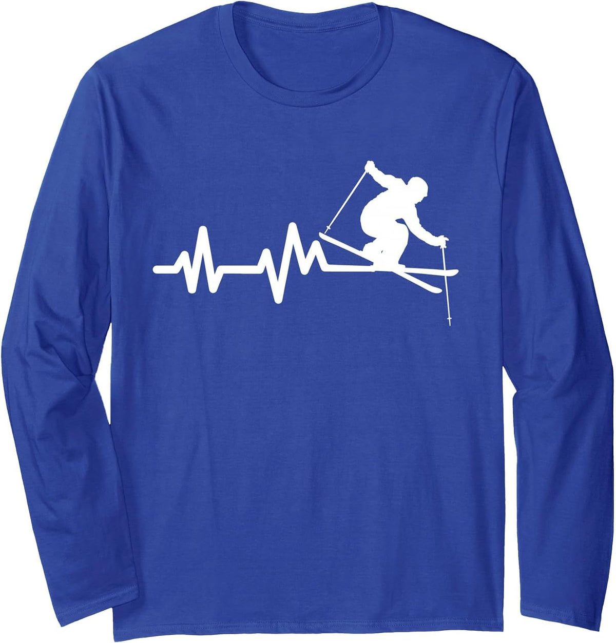 Ski Heartbeat Skiing Skier Long Sleeve T-Shirt - Adult Unisex Royal Blue