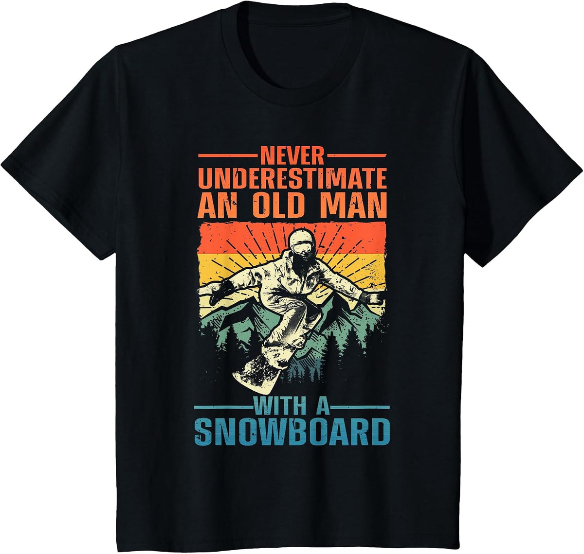 Cool Snowboarding Art for Men Grandpa Dad Winter Snowboarder T-Shirt - Black