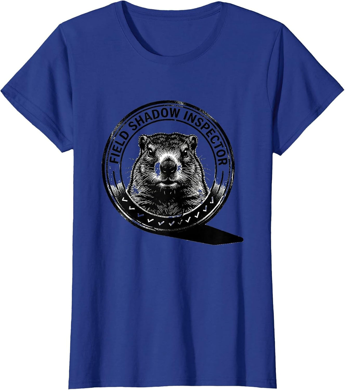 Women's Field Shadow Inspector Funny Groundhog Day Woodchuck Humor T-Shirt - Royal Blue