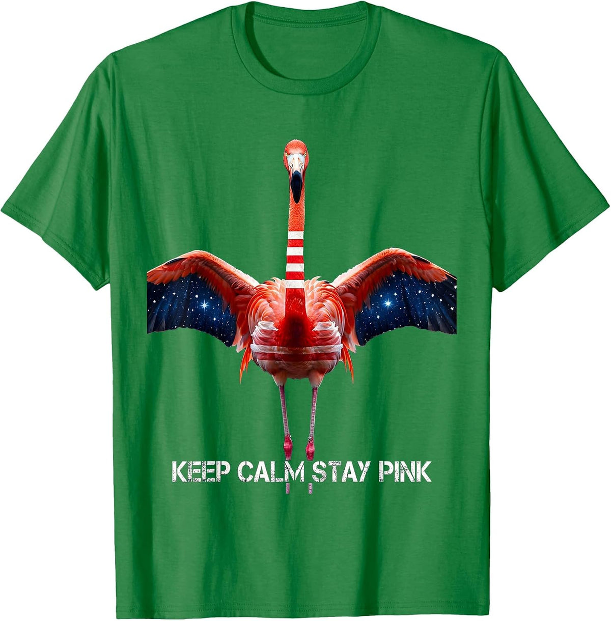 Men's Keep Calm Stay Pink Flamingo Graphic Design T-Shirt - Kelly Green