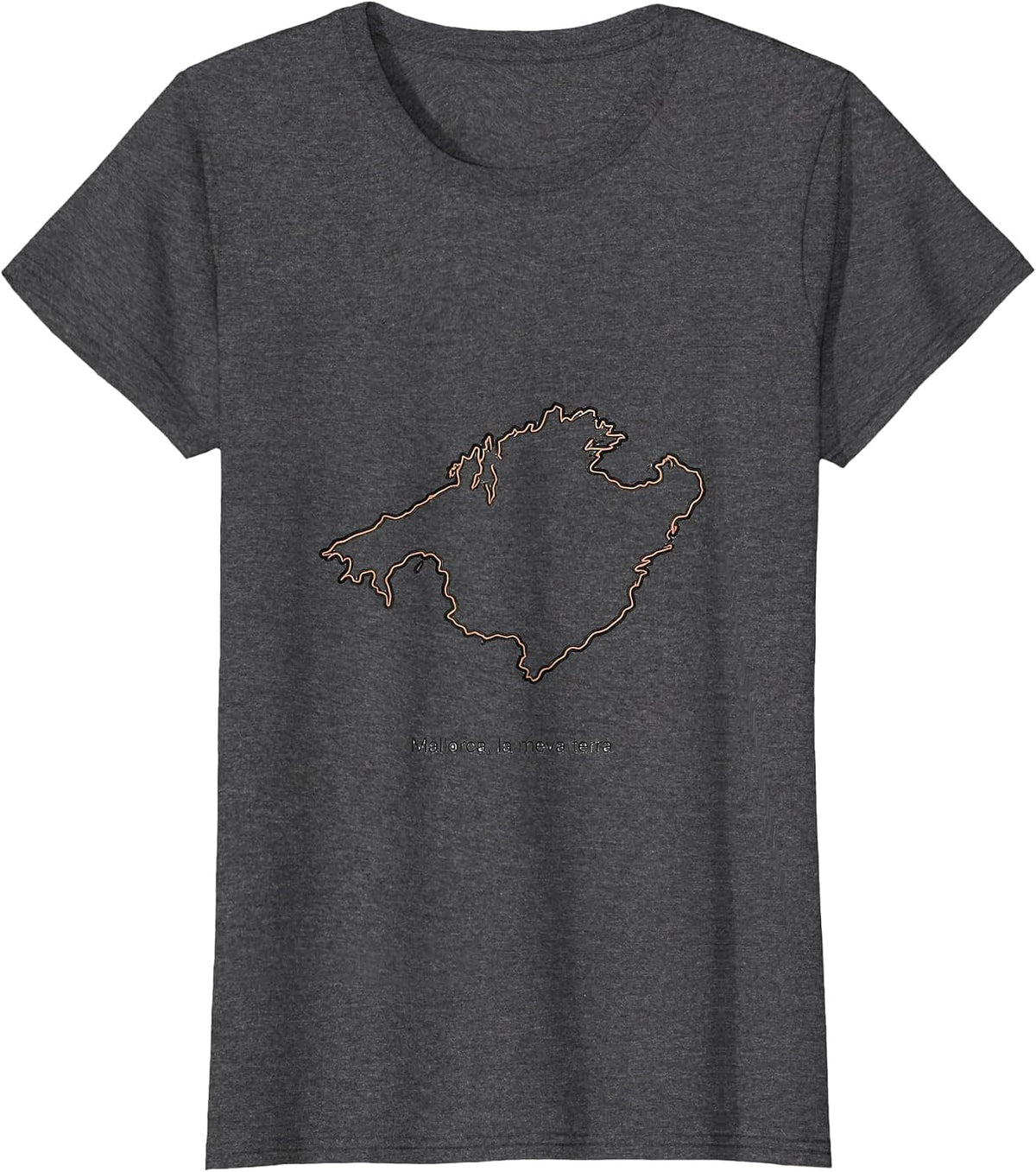 Women's Mallorca, la meva terra Minimalist Spanish City Souvenir T-Shirt - Dark Heather Grey