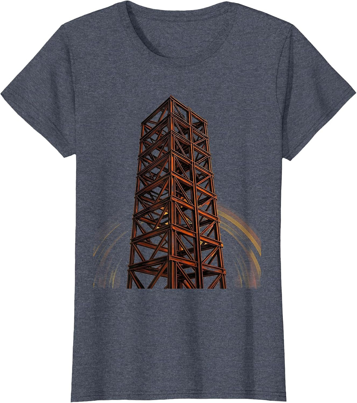 Labor Day Rising Skyscraper Steel Girder Illustration T-Shirt, Women, Heather Blue, 3X-Large - As Pictured