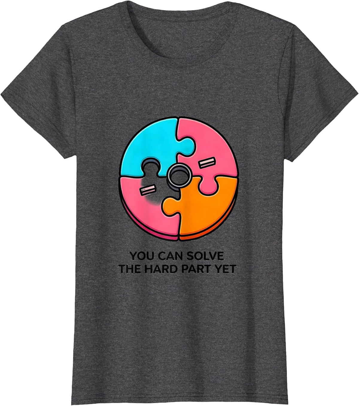 Women's You Can Solve The Hard Part Yet Growth Mindset Teacher T-Shirt - Dark Heather Grey