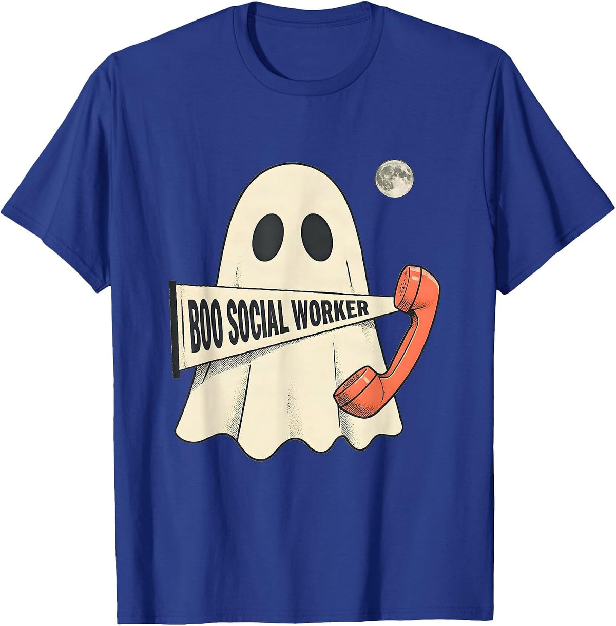 Boo Social Worker Midcentury Modern Cute Ghost Occupation T-Shirt - Royal Blue