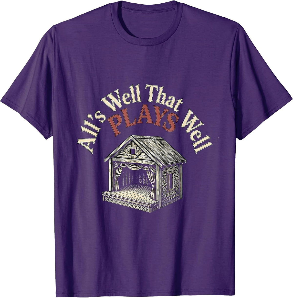 Men's All's Well That Plays Well Vintage Shakespeare Literary T-Shirt - Purple