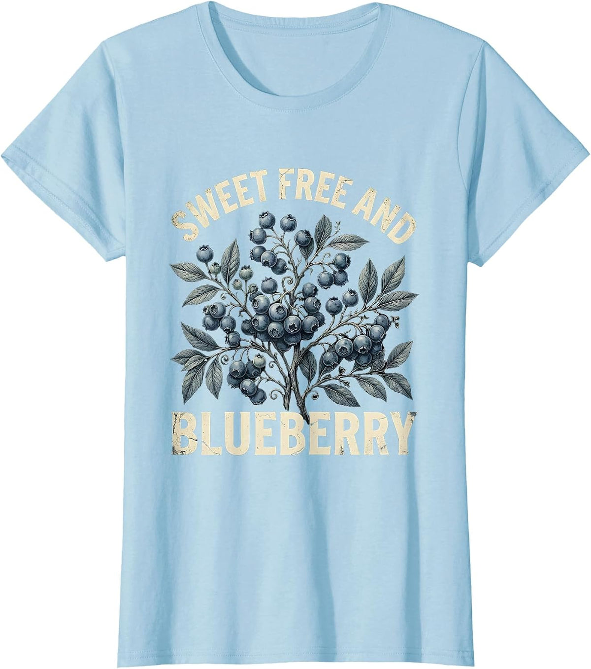 Sweet Free and Blueberry Red White and Blue Design T-Shirt - Baby Blue