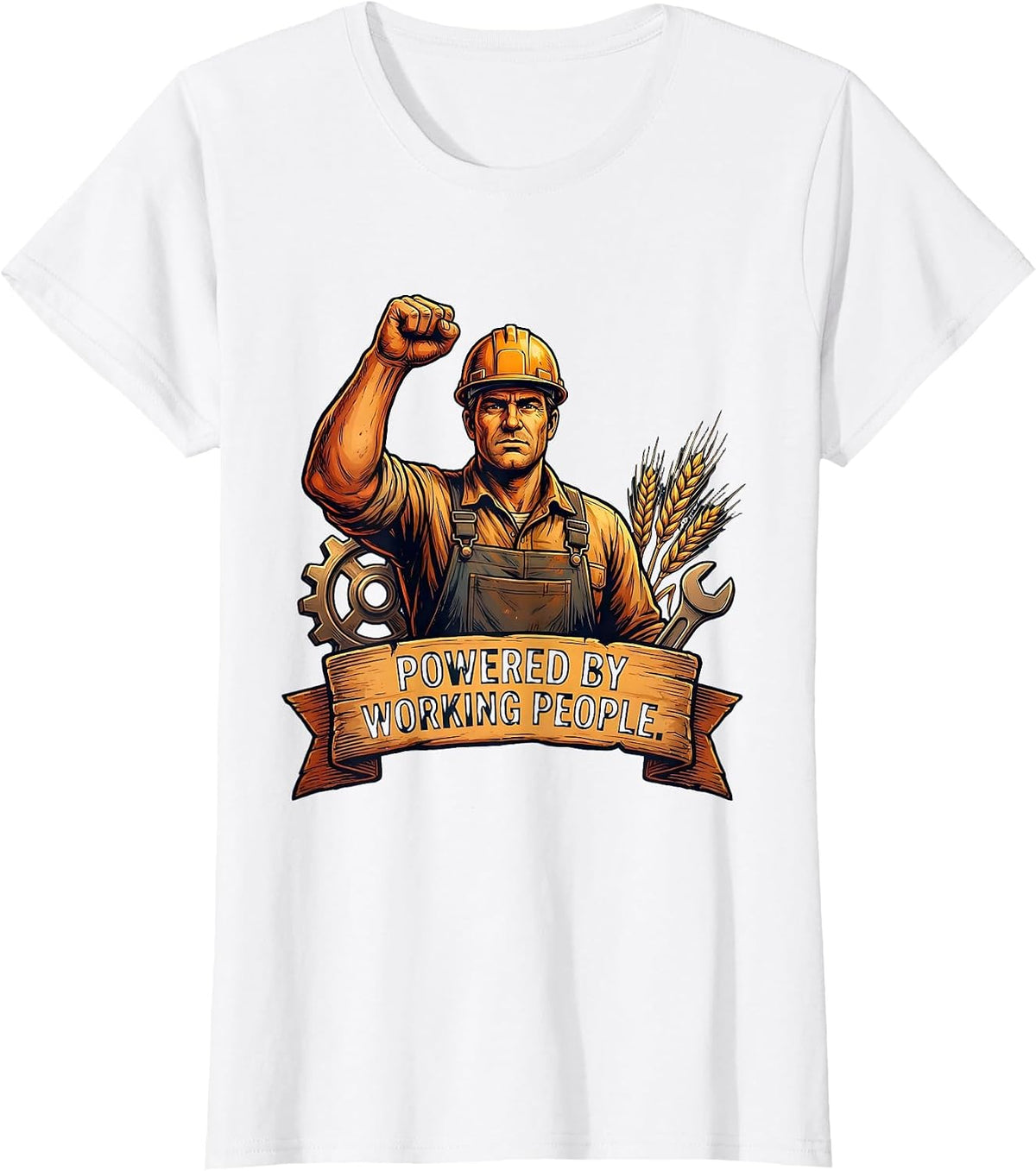 Powered by Working People Labor Day Design T-Shirt - White