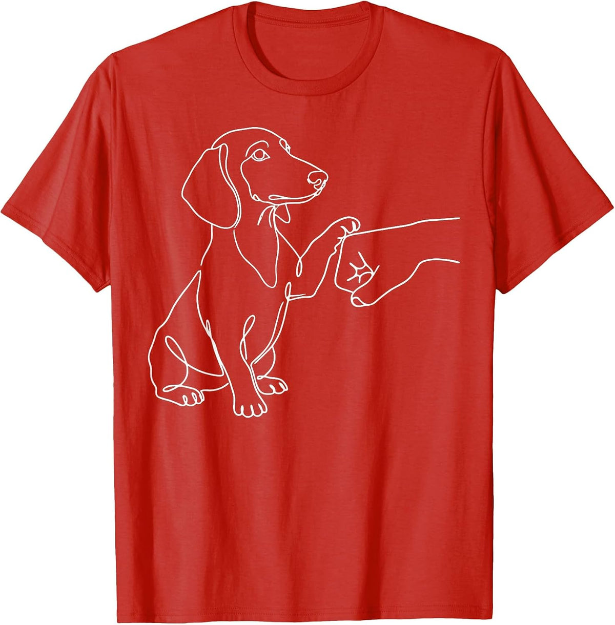 Dachshund Fist Bump Weiner Dog Hand T-Shirt - Red