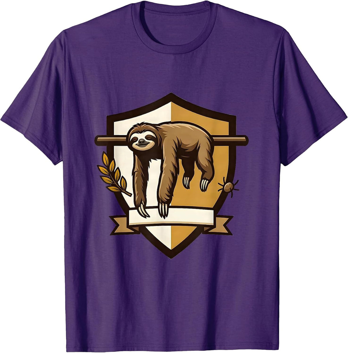 Men's Sloth Mascot Chill Humor Novelty Gift T-Shirt - Purple