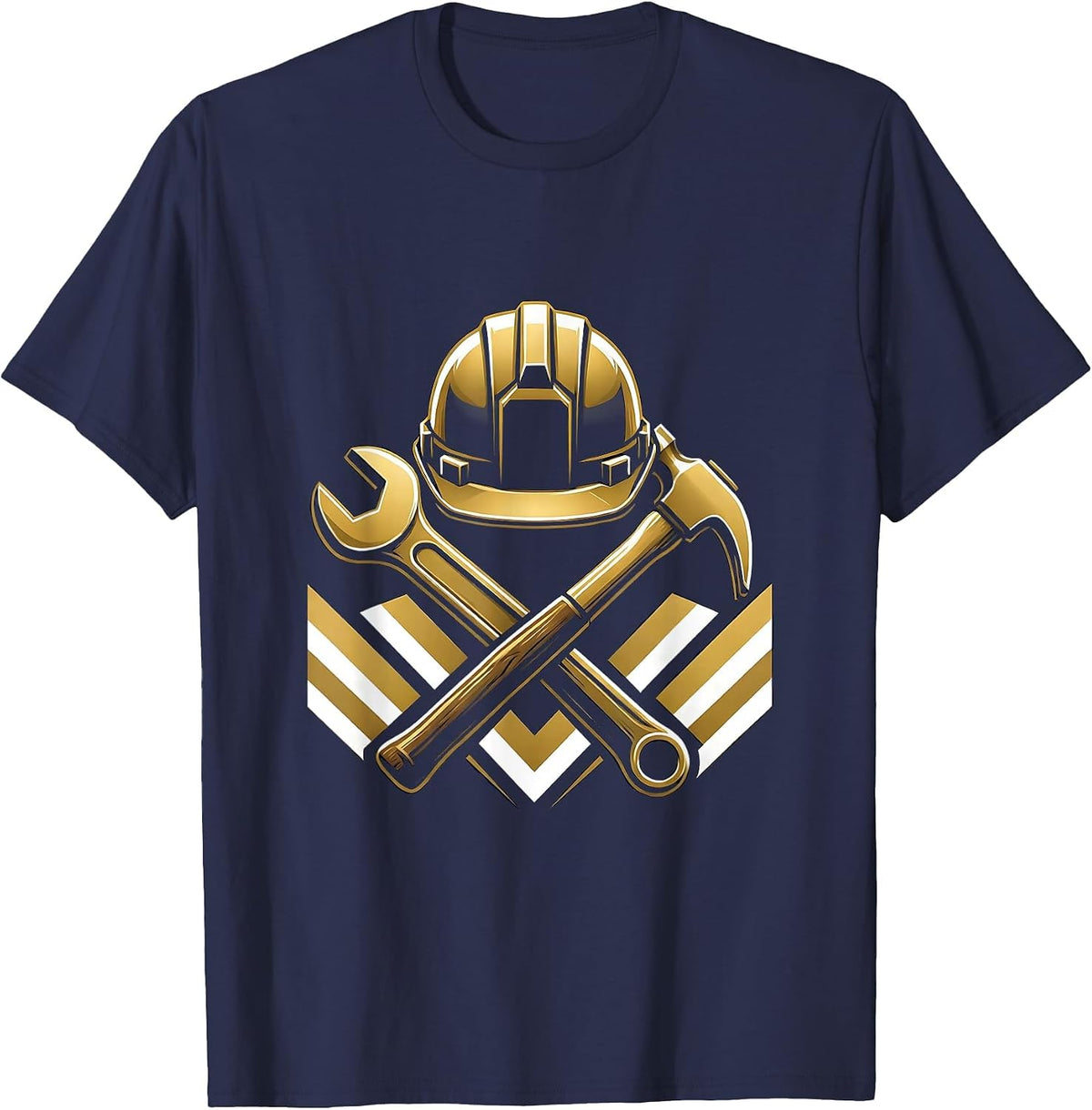 Labor Day Hard Hat Crossed Tools Graphic T-Shirt - Navy Blue
