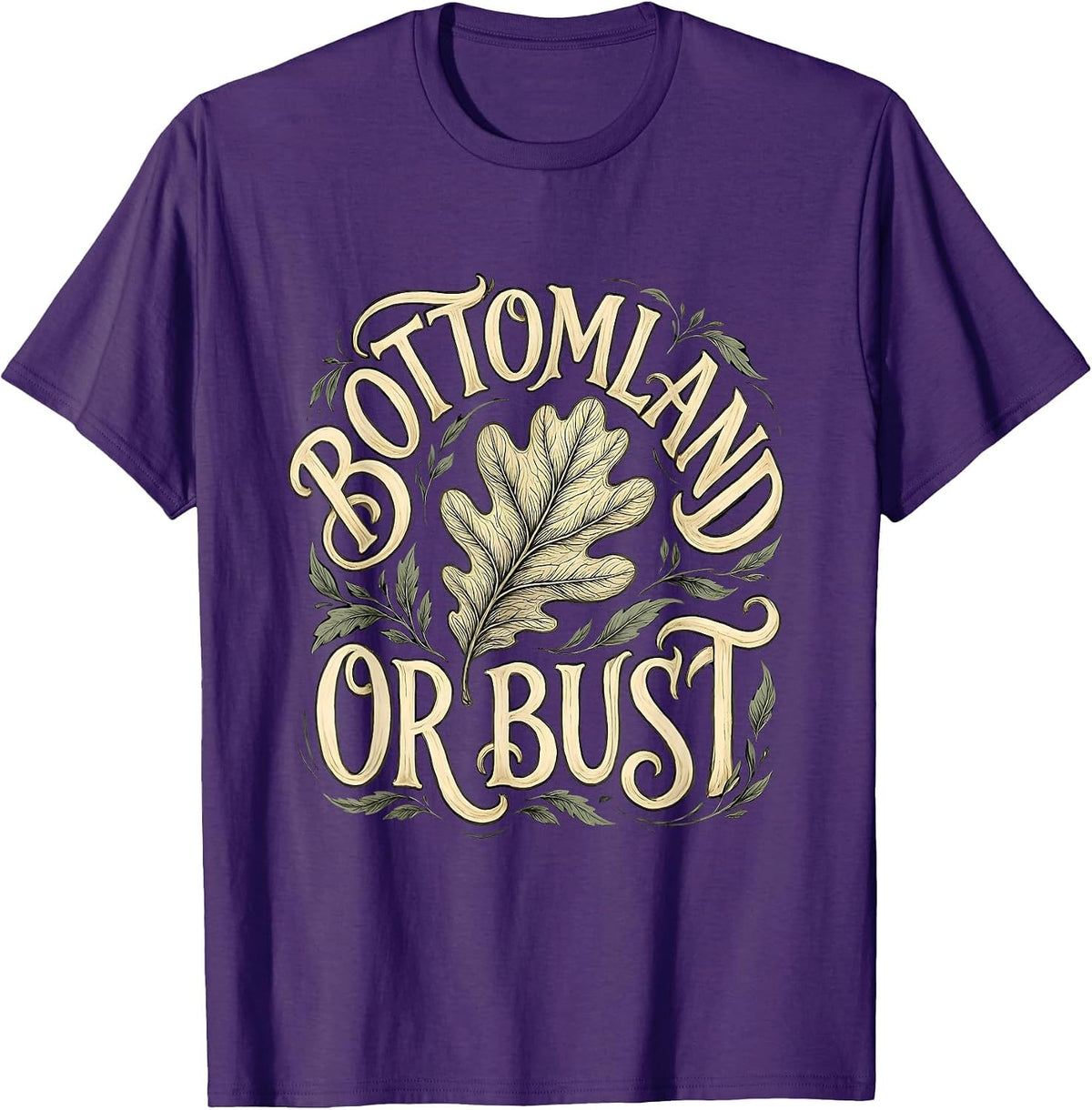 Men's Bottomland or Bust Camo Hunting Design T-Shirt - Purple