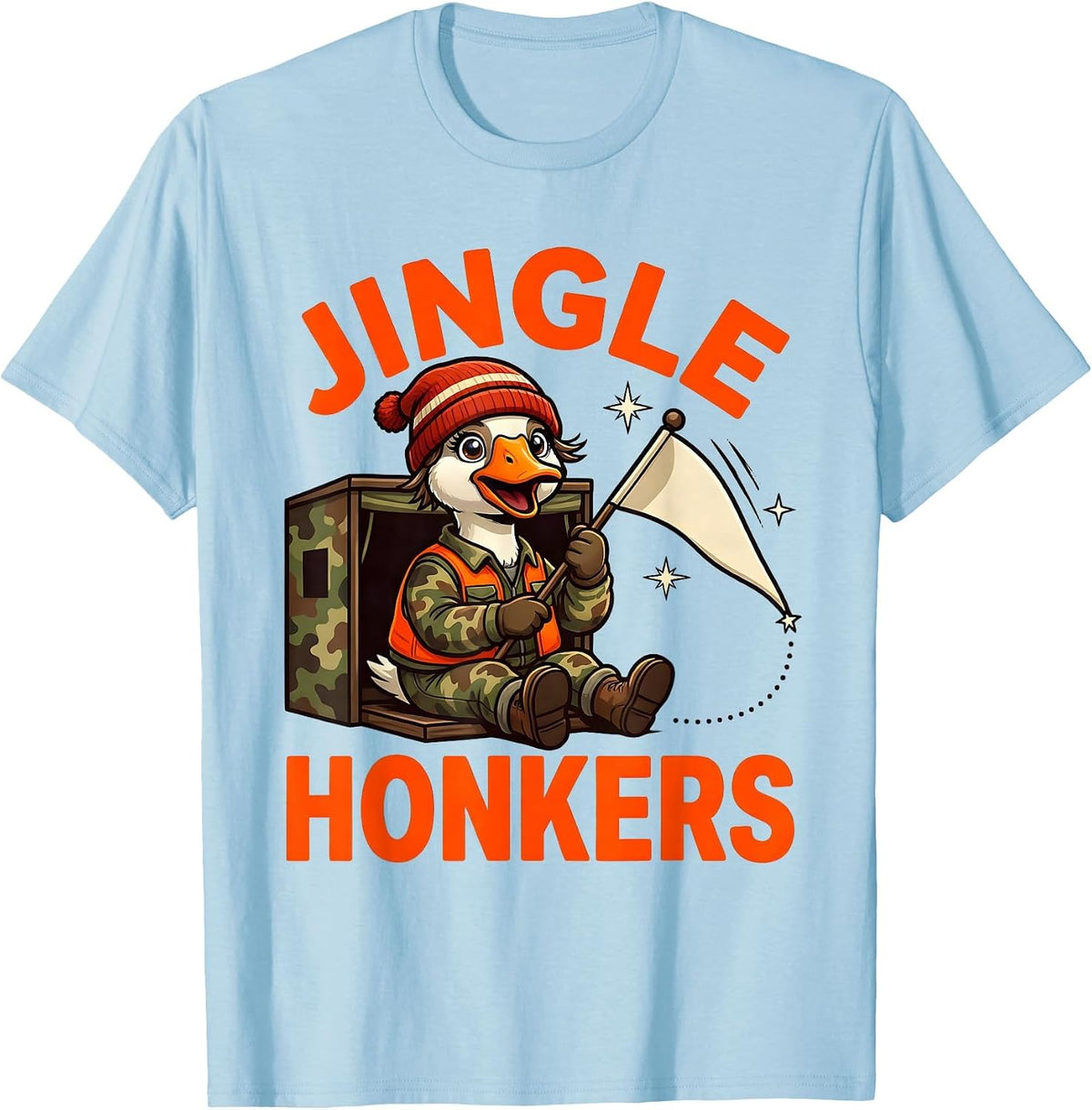 Men's JINGLE HONKERS Funny Goose Hunter Christmas T-Shirt - Baby Blue