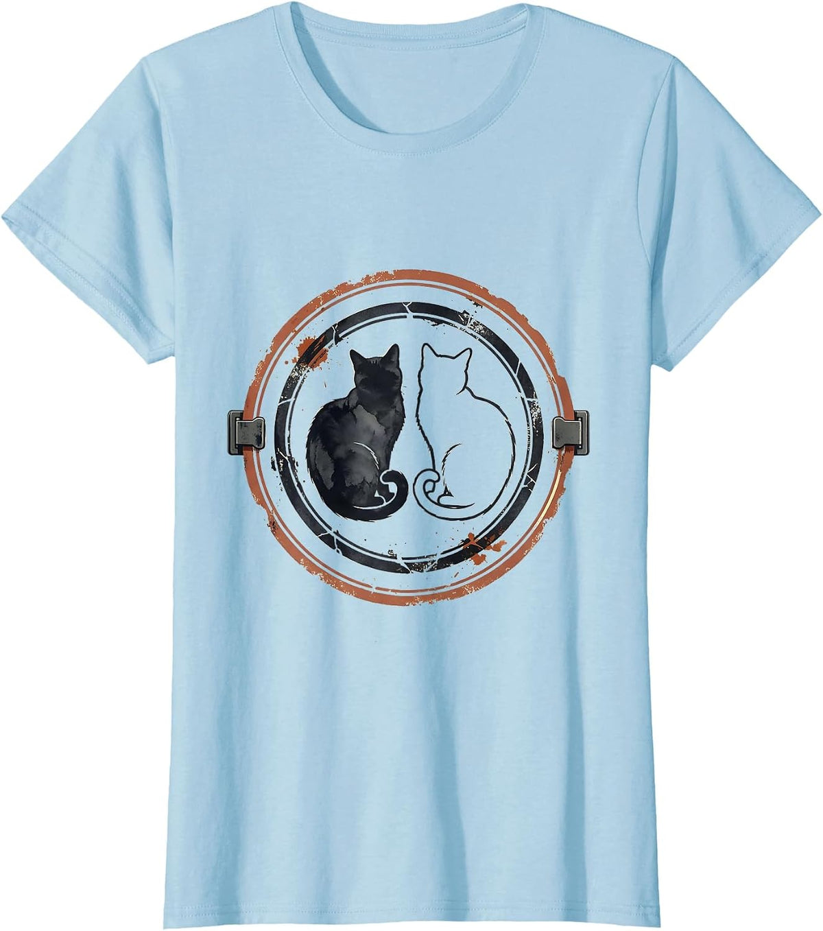 Sealed Cat Inspection Badge Distressed Physics Nerd Humor T-Shirt - Baby Blue