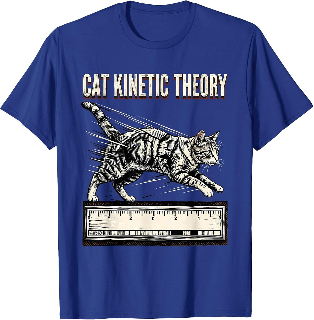 Cat Kinetic Theory Funny Cat Science Teacher Gift T-Shirt - Royal Blue