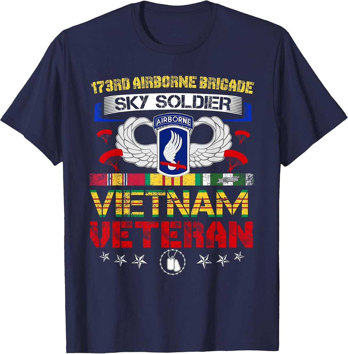 173rd Airborne Brigade Vietnam Veteran Shirt Sky Soldier T-Shirt - Navy Blue