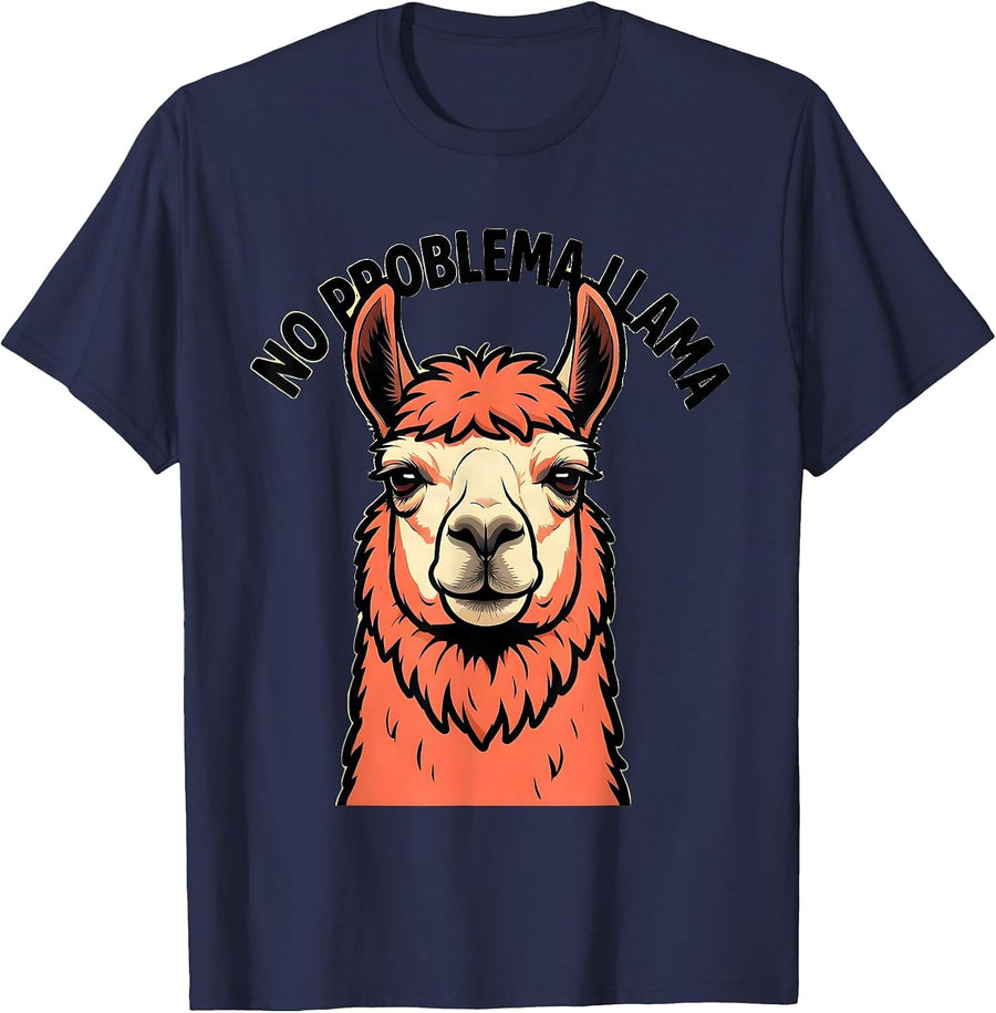 No Problema Llama Funny Llama Lover Animal Humor T-Shirt - Navy Blue