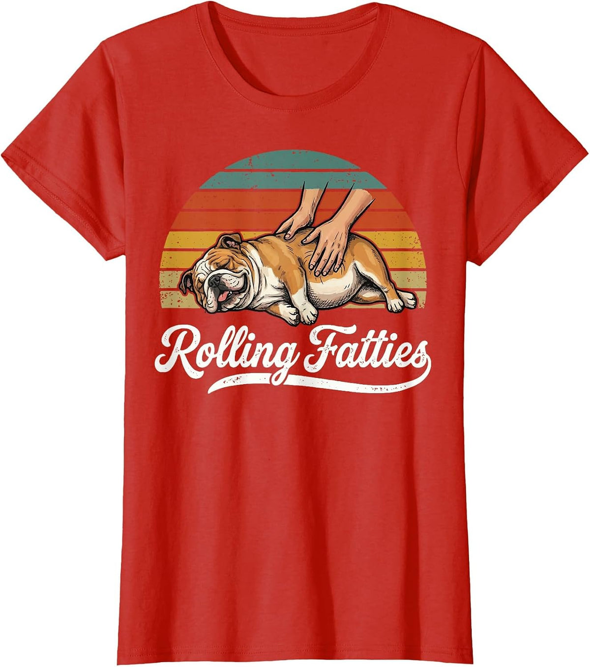 Rolling Fatties English Bulldog T-Shirt - Red