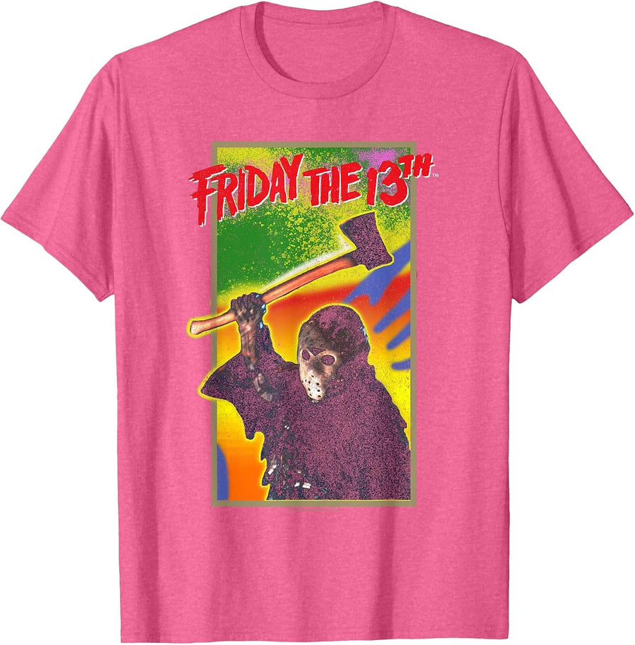 Friday the 13th Retro Game T-Shirt - Pink Heather