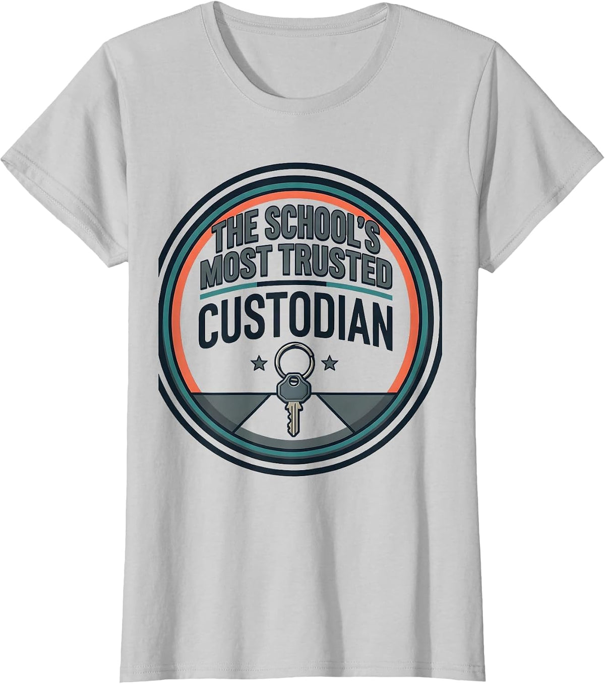 The School's Most Trusted Custodian Funny School Custodian T-Shirt - Silver Grey