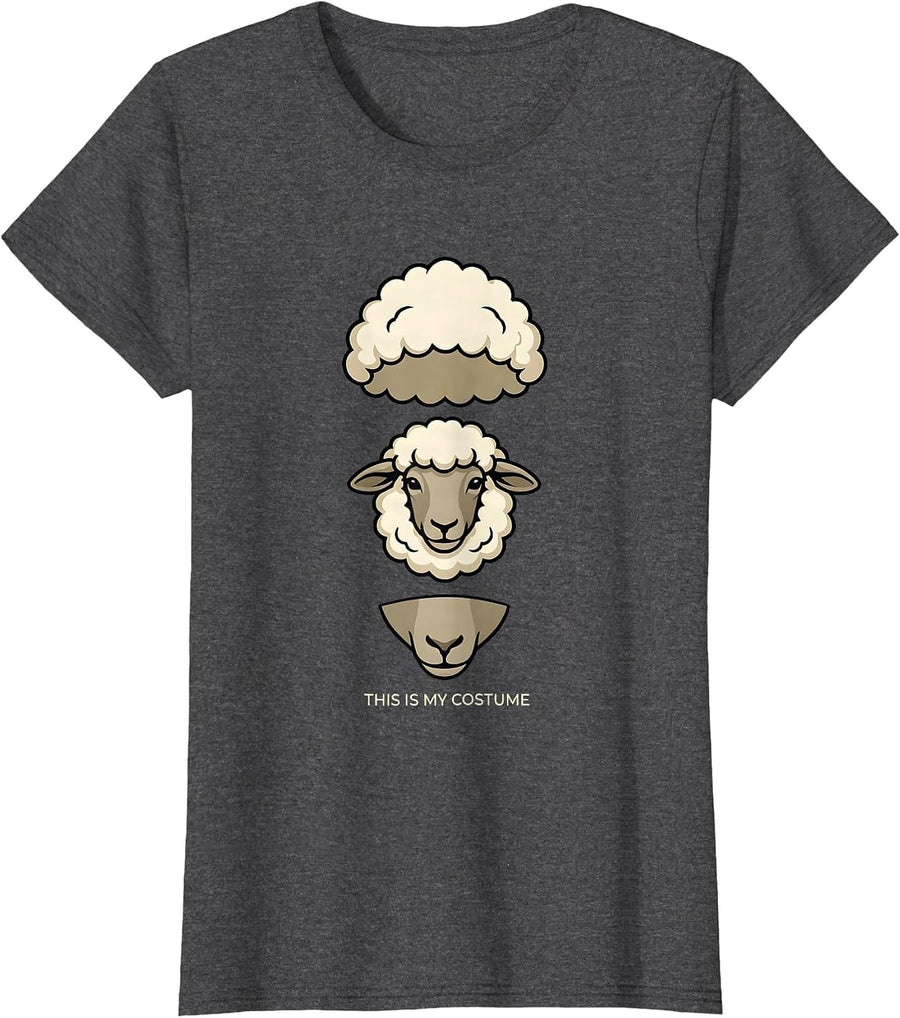 Women's This Is My Costume Funny Sheep Animal Costume Halloween T-Shirt - Dark Heather Grey