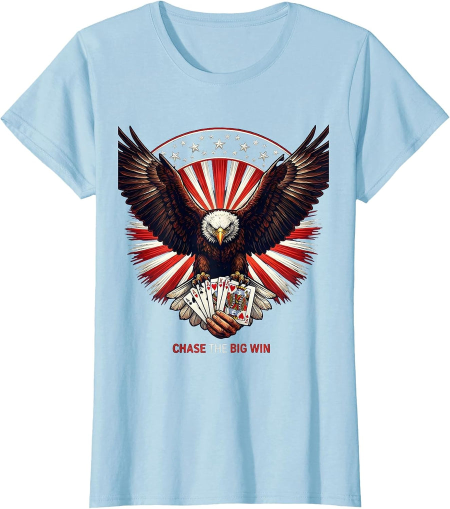 Women's Chase the Big Win Gambling Graphic Design T-Shirt - Baby Blue