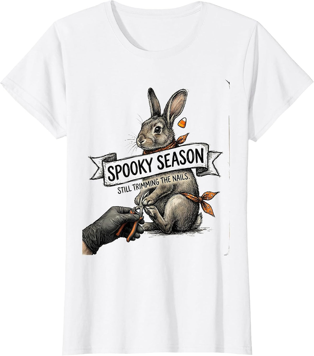 Spooky Season, Still Trimming The Nails Vet Tech T-Shirt - White