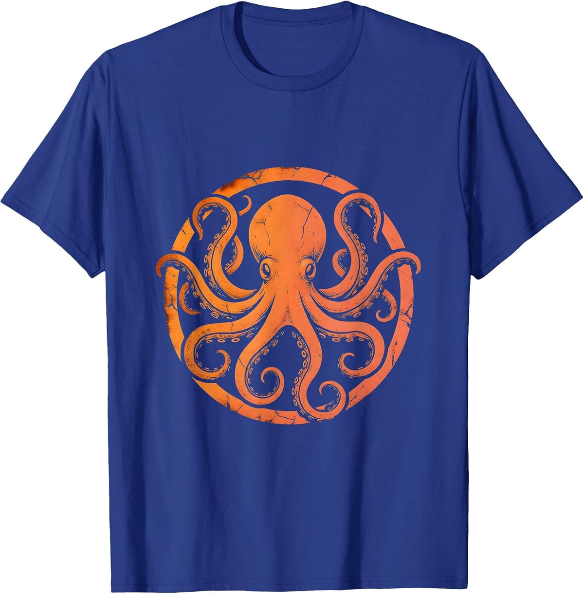 Octopus Gripping Cruise Ship Hull Graphic T-Shirt - Royal Blue
