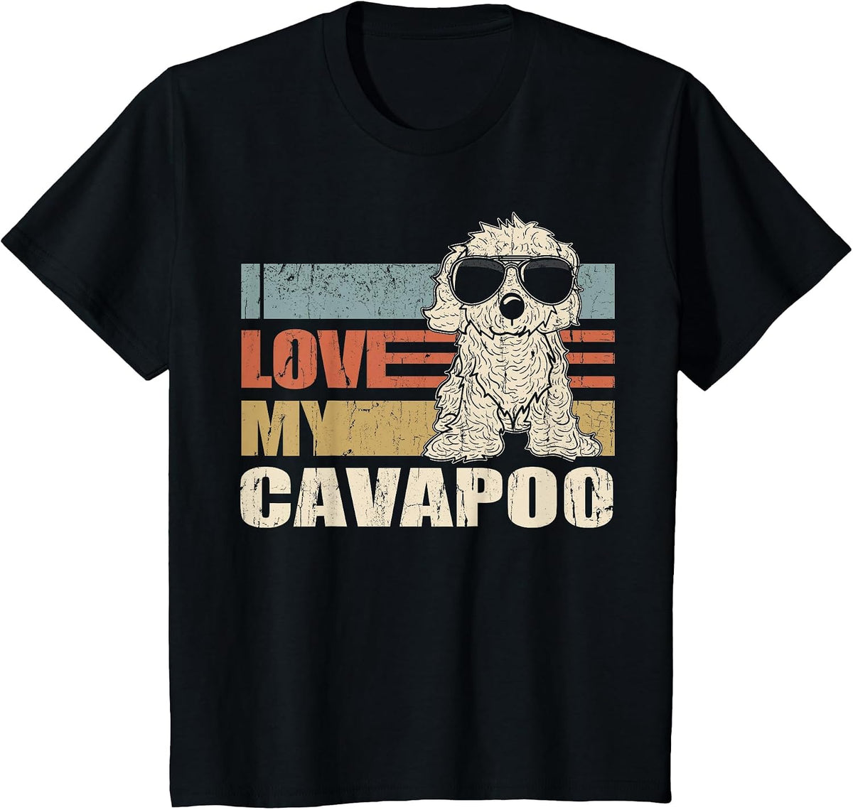 I Love My Cavapoo Cool Dog Vintage Retro T-Shirt - Black