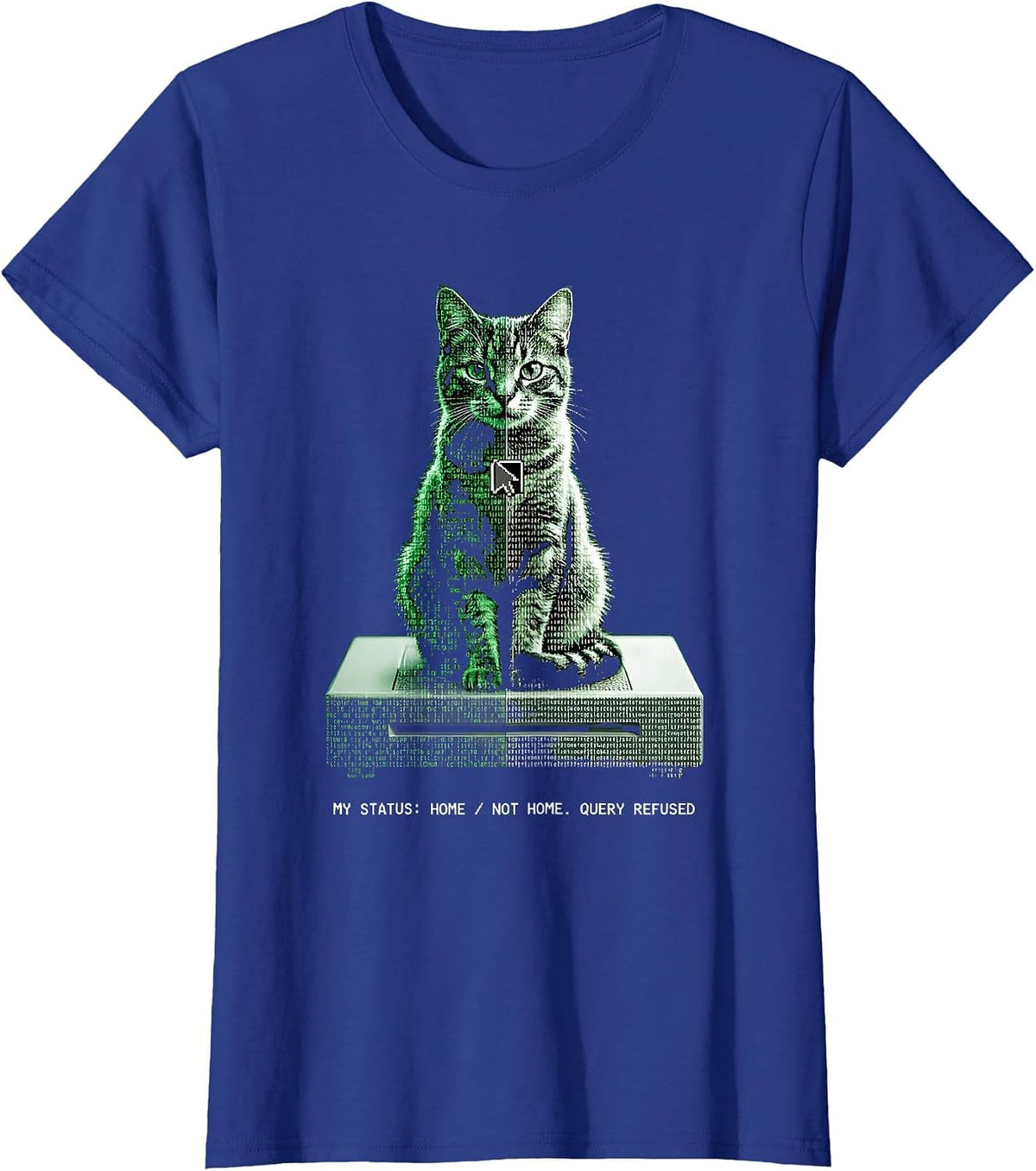 Women's MY STATUS: HOME / NOT HOME. QUERY REFUSED Quantum Physics T-Shirt - Royal Blue