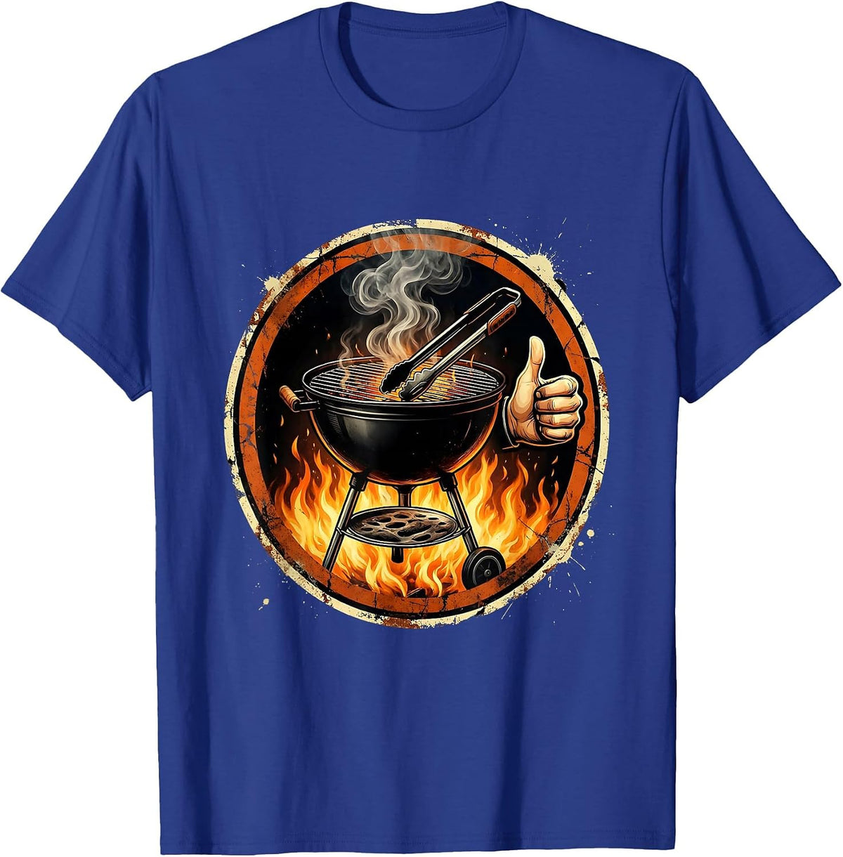 Dad Thumbs Up Backyard Barbecue Illustration T-Shirt - Royal Blue