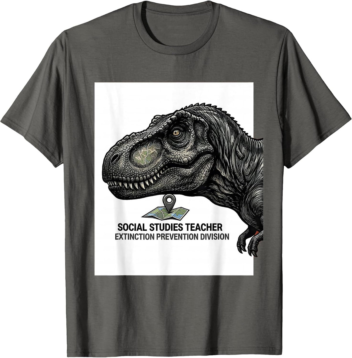 Social Studies Teacher, Extinction Prevention Division T-Shirt - Asphalt Grey