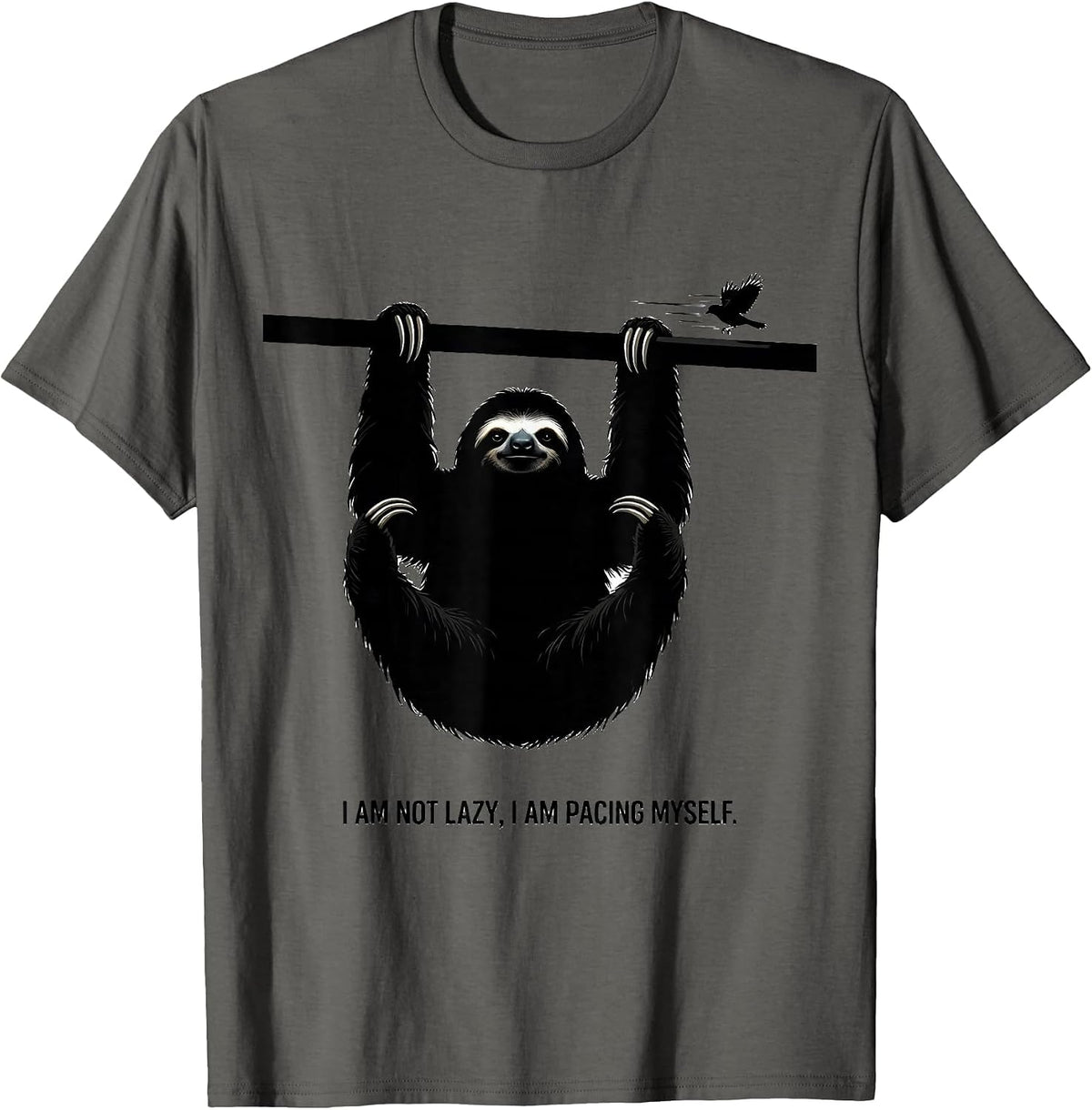 Men's I Am Not Lazy, I Am Pacing Myself Funny Sloth Lover Gift T-Shirt - Asphalt Grey