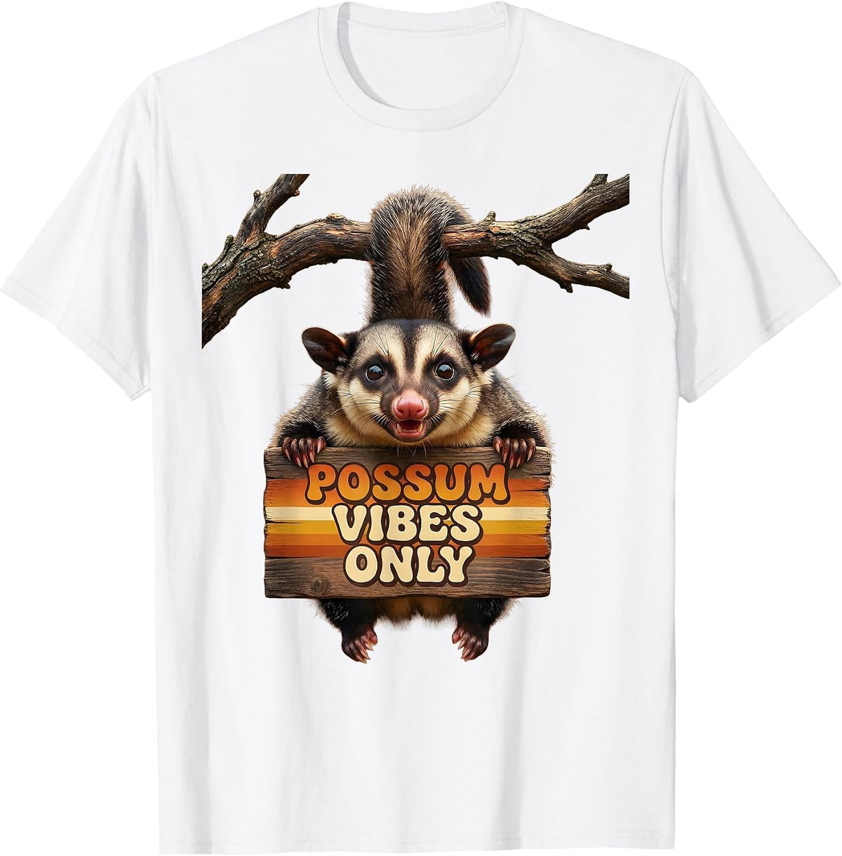 Men's Possum Vibes Only Funny Opossum Design T-Shirt - White