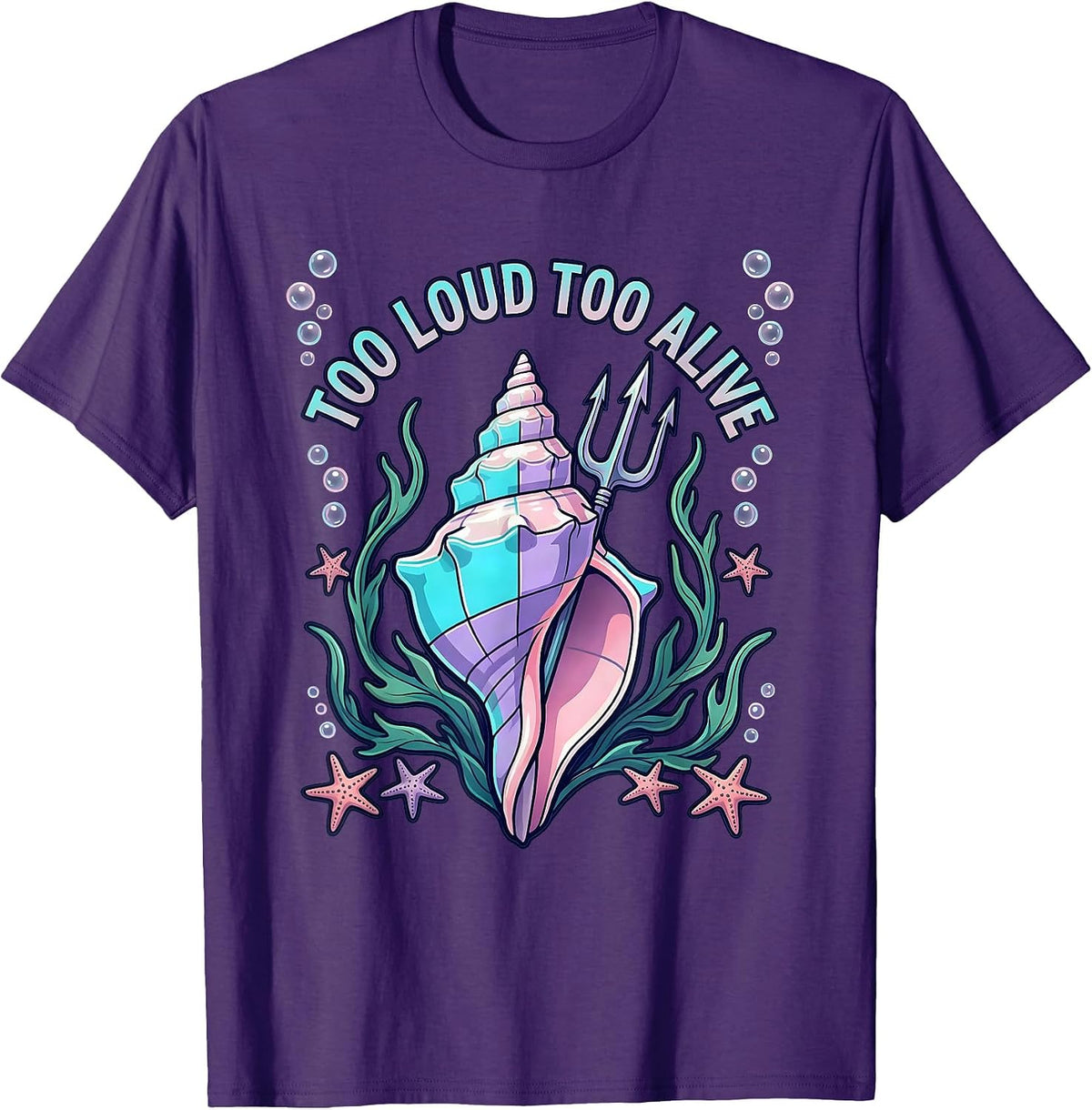 Too Loud Too Alive Metal Band Graphic Design T-Shirt - Purple
