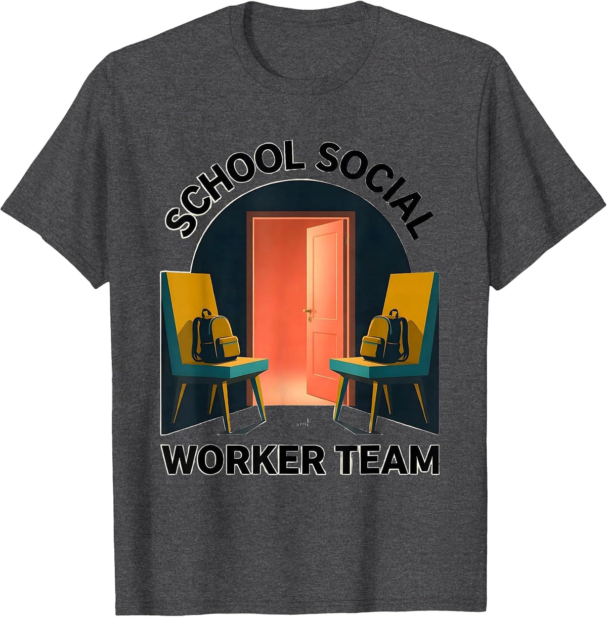 Men's School Social Worker Team Midcentury Modern Staff T-Shirt - Dark Heather Grey