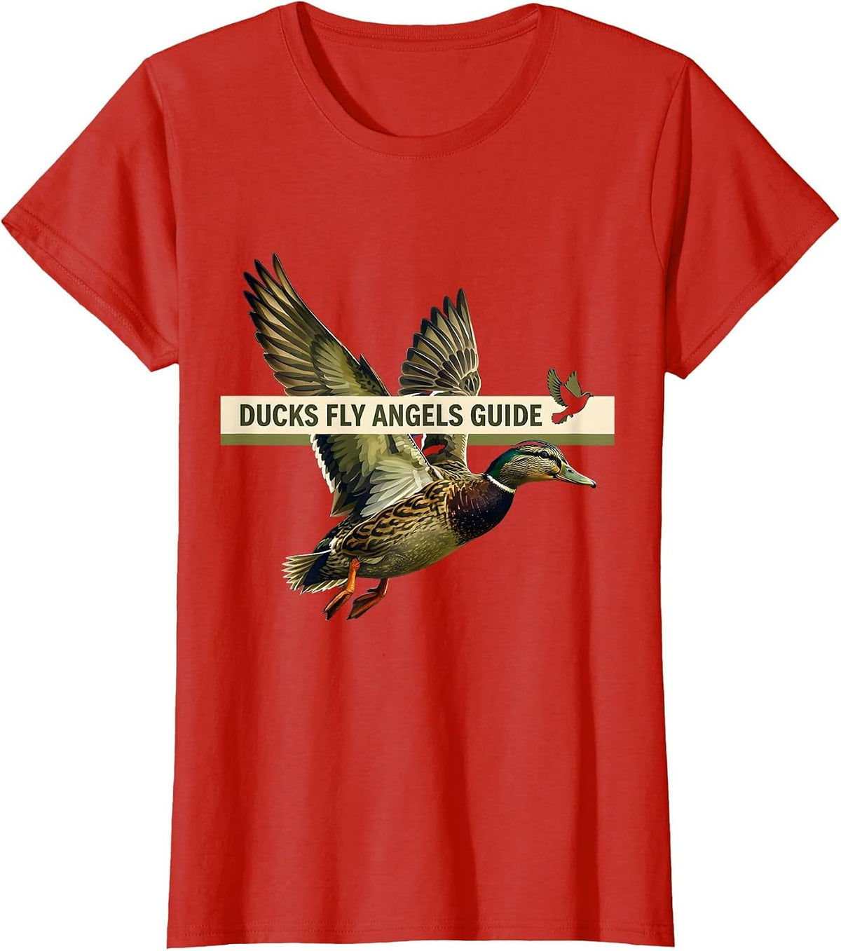 Women's Ducks Fly Angels Guide Duck Camo Design T-Shirt - Red